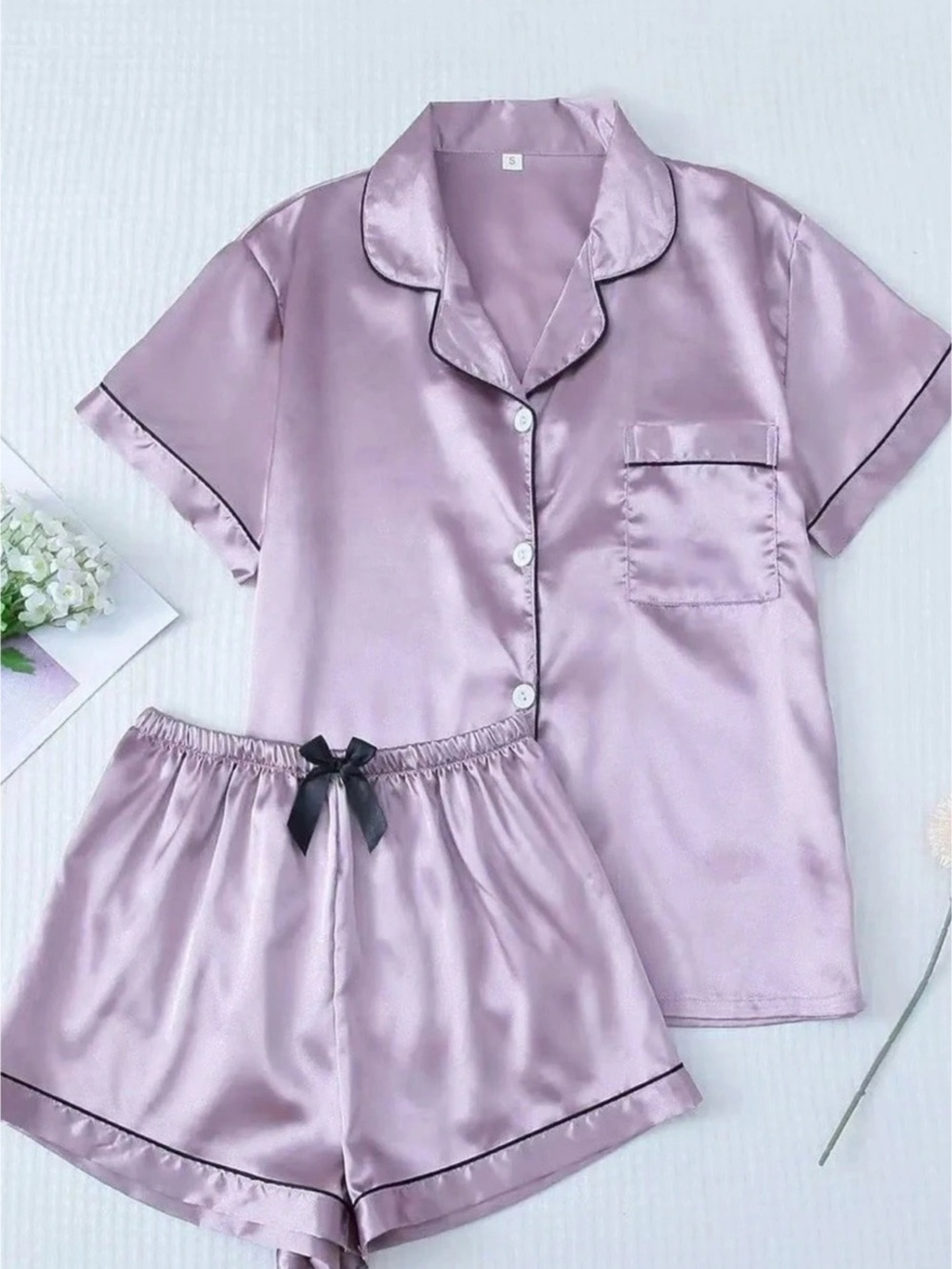 Pink Satin Pajama Set